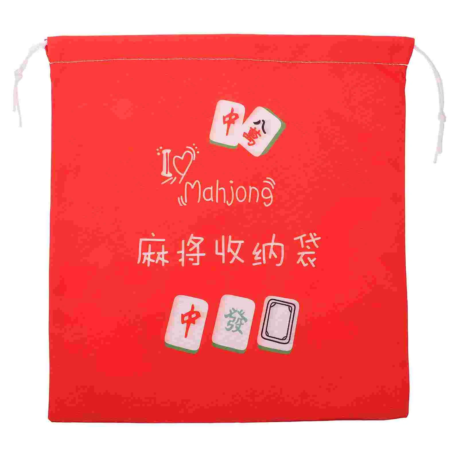 Mahjong Storage Bag Large Drawstring Bags Portable Container Fabric Holder Game