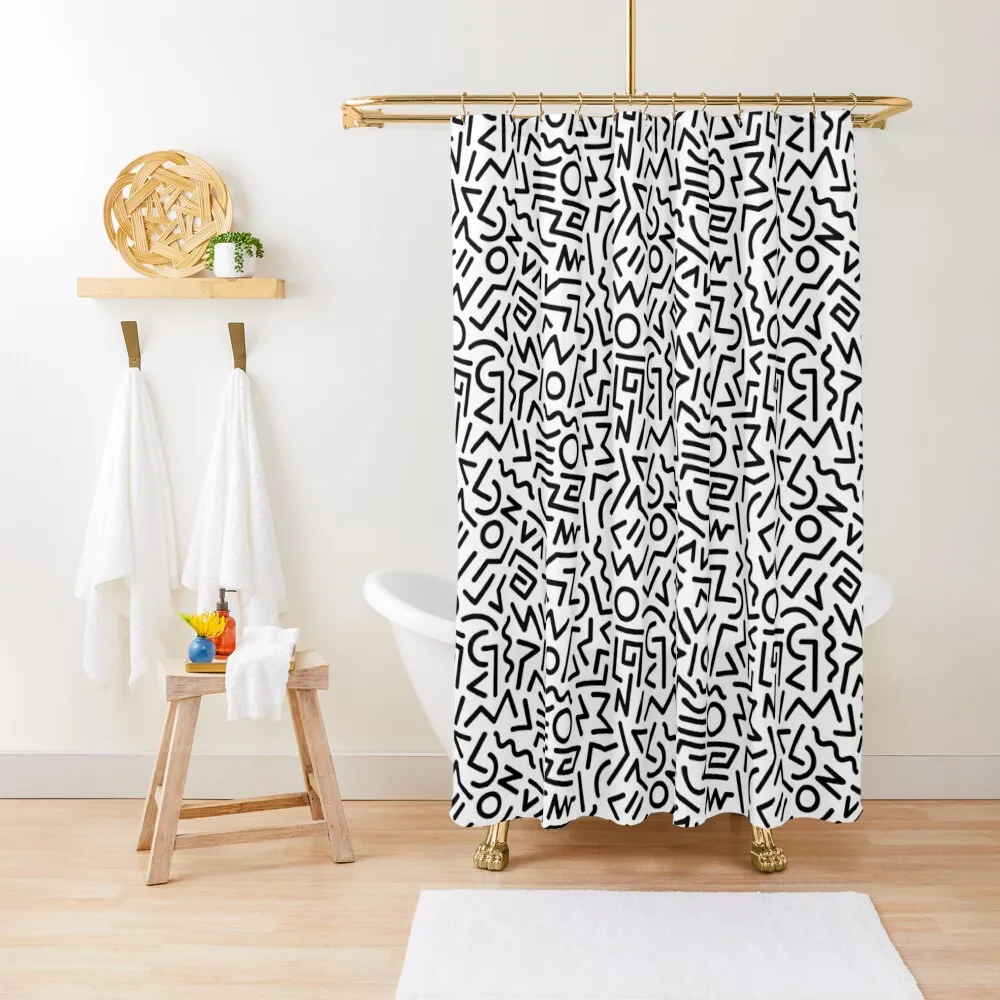 

Memphis Pattern Black and White Shower Curtain Bathroom And Shower For Bathroom In The Bathroom Waterproof Shower Curtain