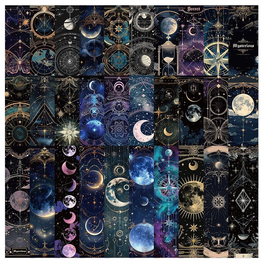30PCS Starry Sky Tarot Bookmarks Ins Style Books Pages Book Mark Cartoon Printing Annotated Notebook Clip Creative Durable Gifts