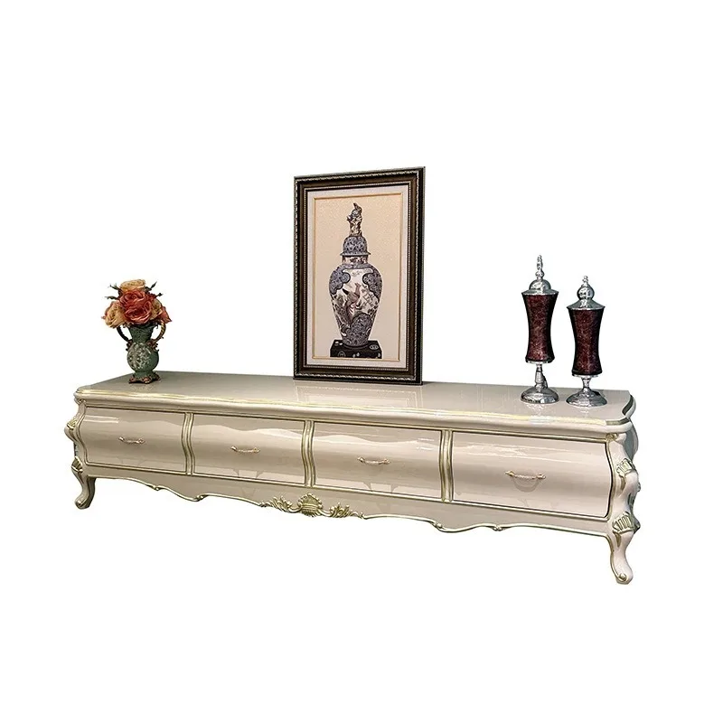 

Ruisen noble, French TV cabinet, European living room floor cabinet 2.4 meters solid wood carving flower TV locker