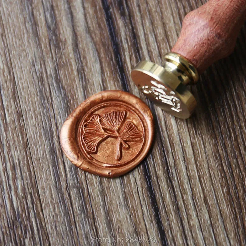 

Штамп с сургучной печатью Gingko, винтажный свадебный штамп в подарок, декор для печати, приглашения, штамп для скрапбукинга, свадебный декор