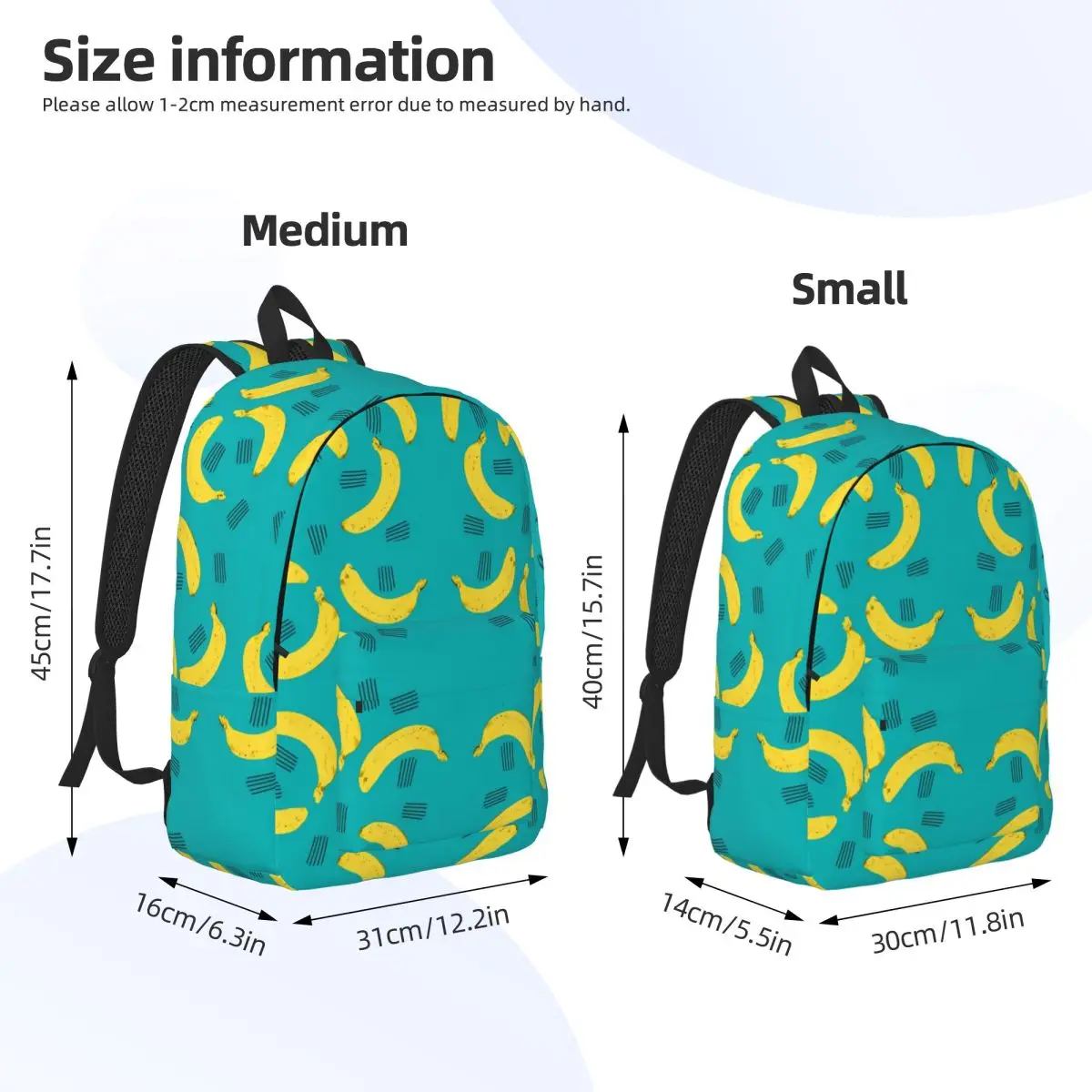 Yellow Banana Backpack Fruit Print Student Unisex Polyester Trekking Backpacks Large Cute High School Bags Rucksack