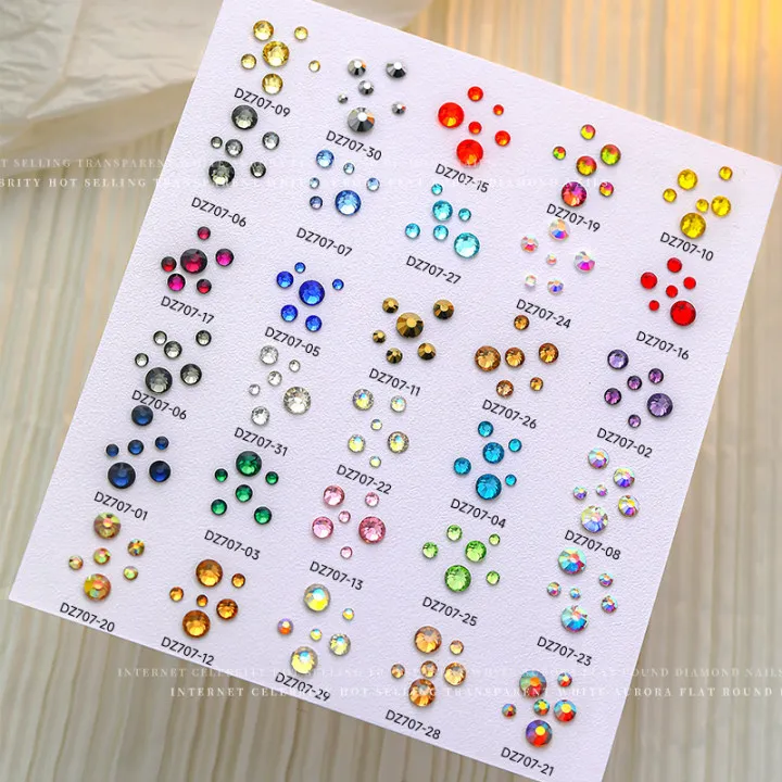 1440개 혼합 네일 아트 컬러 플랫 바텀 소형 원형 다이아몬드 인기 소형 네일 액세서리 도매