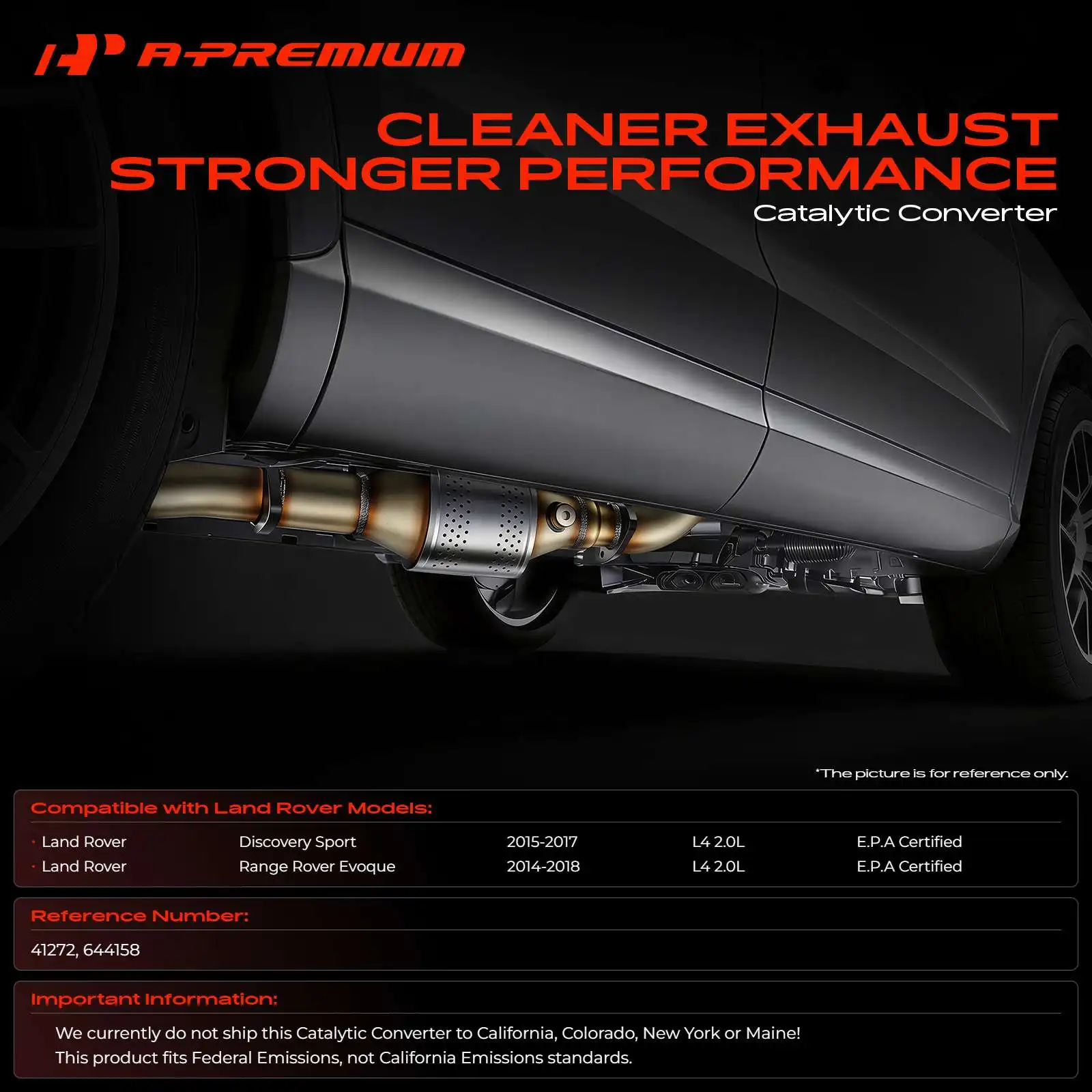 A-Premium Front Side Catalytic Converter for Land Rover Discovery Sport 2015-2017 Range Rover Evoque 2014-2018