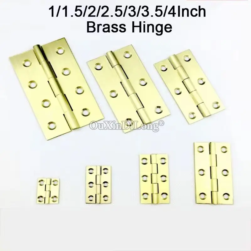 10PCS 1/1.5/2/2.5/3/3.5/4Inch Furniture Miniature Pure Brass Hinges Mini Brass Hinges Copper Jewelry Box Hinge Hardware GF379