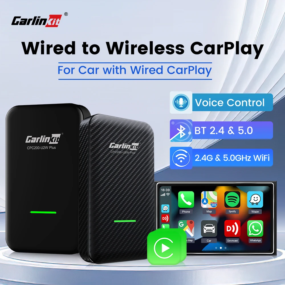 CarlinKit Portable Wireless CarPlay Dongle Plug And Play Bluetooth WiFi Fast Auto-Connect CarPlay Wireless Adapter OTA Upgrade