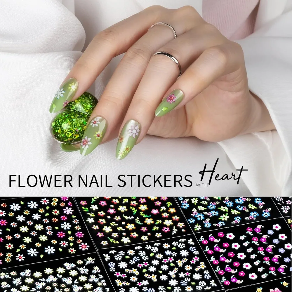 Flower Nail Art Stickers Gold Floral Nail Decals Design Summer Nail Decor Accessories for Women Girls Kids 50 Sheets Nail Stickers view 2
