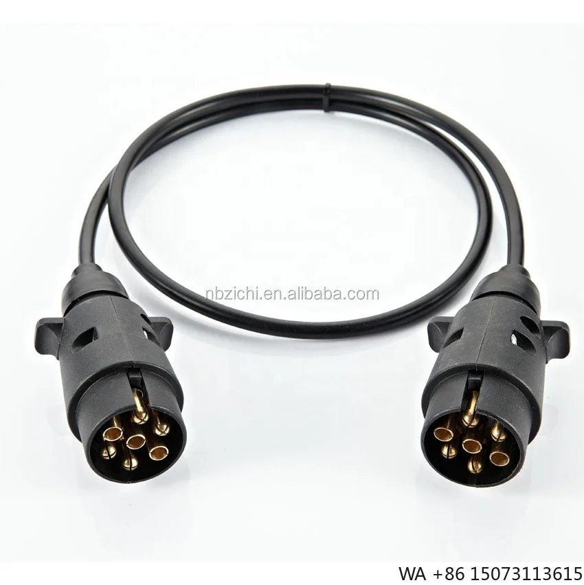 Euro 12V 7-Pin Trailer Plug Adapter with RVV Straight Cable Set