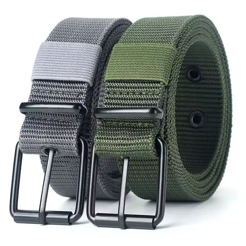 1pc Canvas Belt for Men Multiple Holes Casual Jeans Pin Buckle Web Belt for Students Youth 120cmx3.8cm