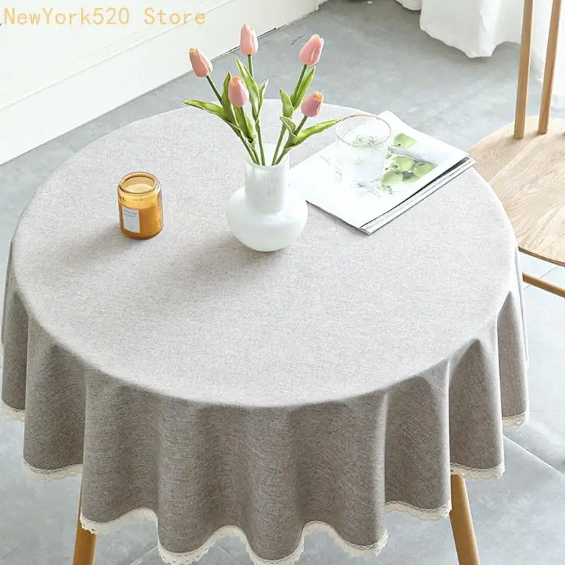 Round Waterproof Table Cover for Kitchen Dining Oilproof Easy Maintenance Tear Resistant Home Decoration N84C