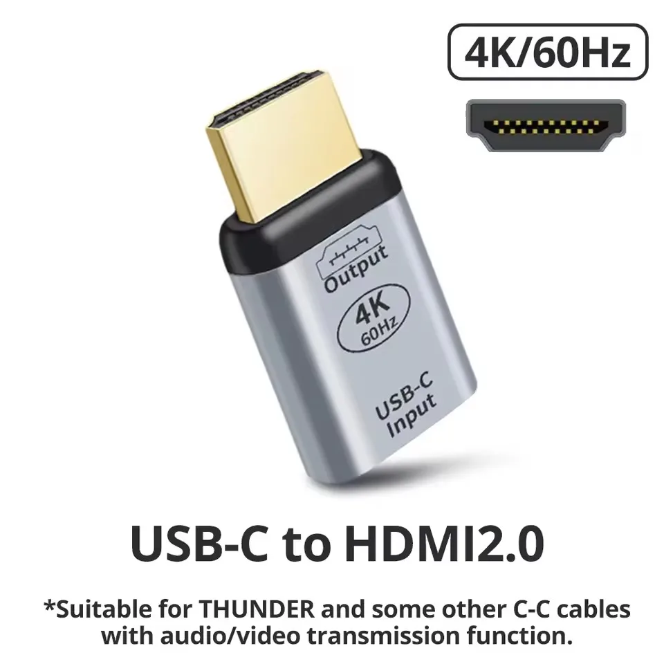

USB-C Type C Female Source to HDMI Male Sink HDTV Connector Video Adapter 4K 60hz 1080p for Monitor Tablet & Phone & Laptop