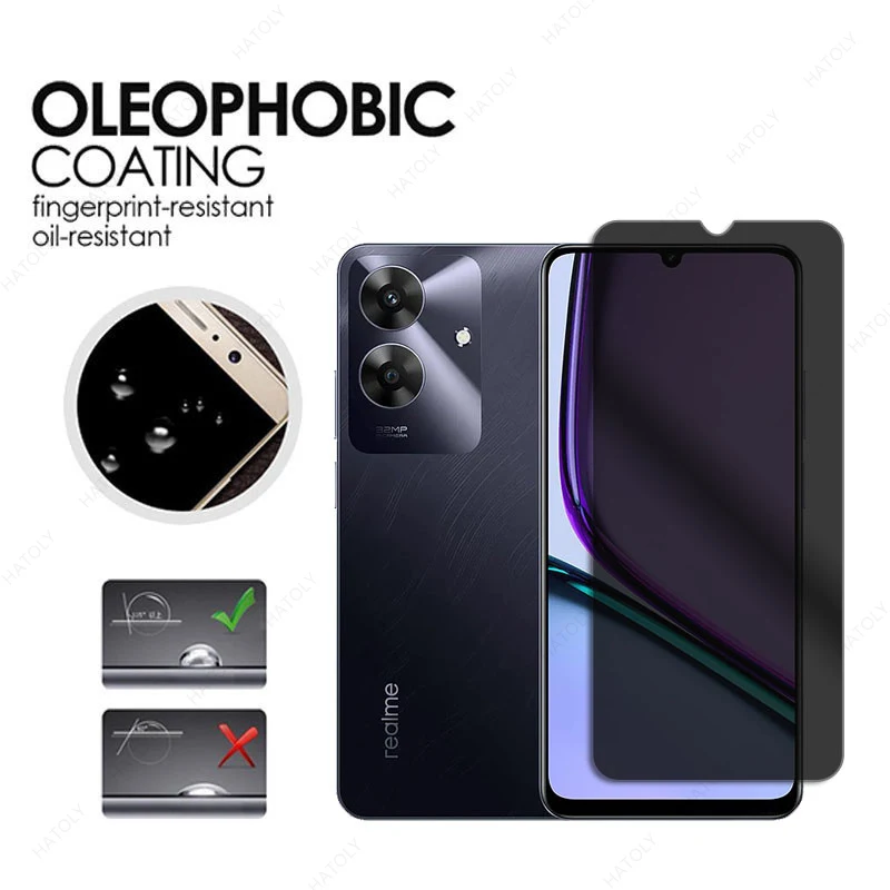 Privacy Screen Protector For Realme Note 60 Glass For Realme Note 60 Anti-spy Glass Camera Protector For Realme Narzo N61 C61