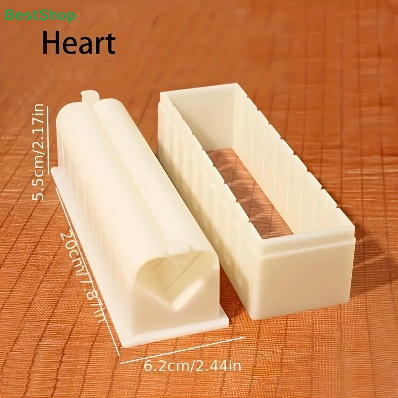 ♥ Molde para rollos de sushi en forma de corazón - Molde para hacer rollos de arroz con cortador incorporado para sushi casero