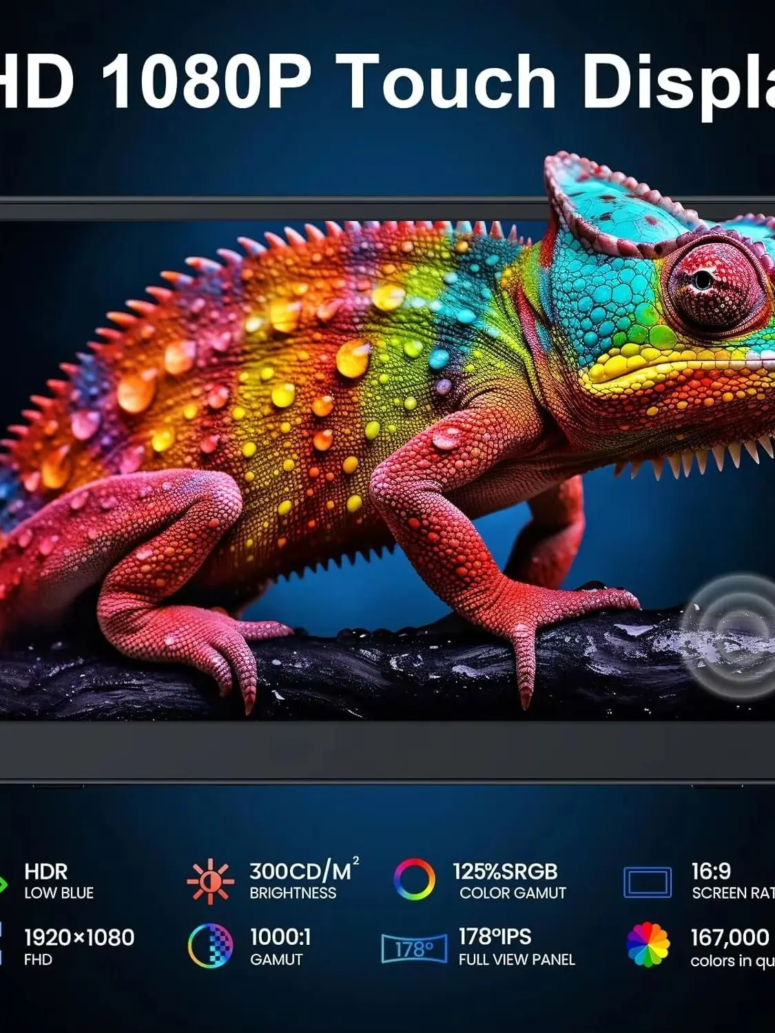 UPERFECT Tragbarer Monitor Touchscreen 15,6" 125% sRGB 1080P IPS 10-Punkt-Touchscreen-Monitor Reise Zweiter Bildschirm VESA & Gehäuse MINI HDMI USB C Ultra-dünn für Laptop-Computer-Spielekonsolen