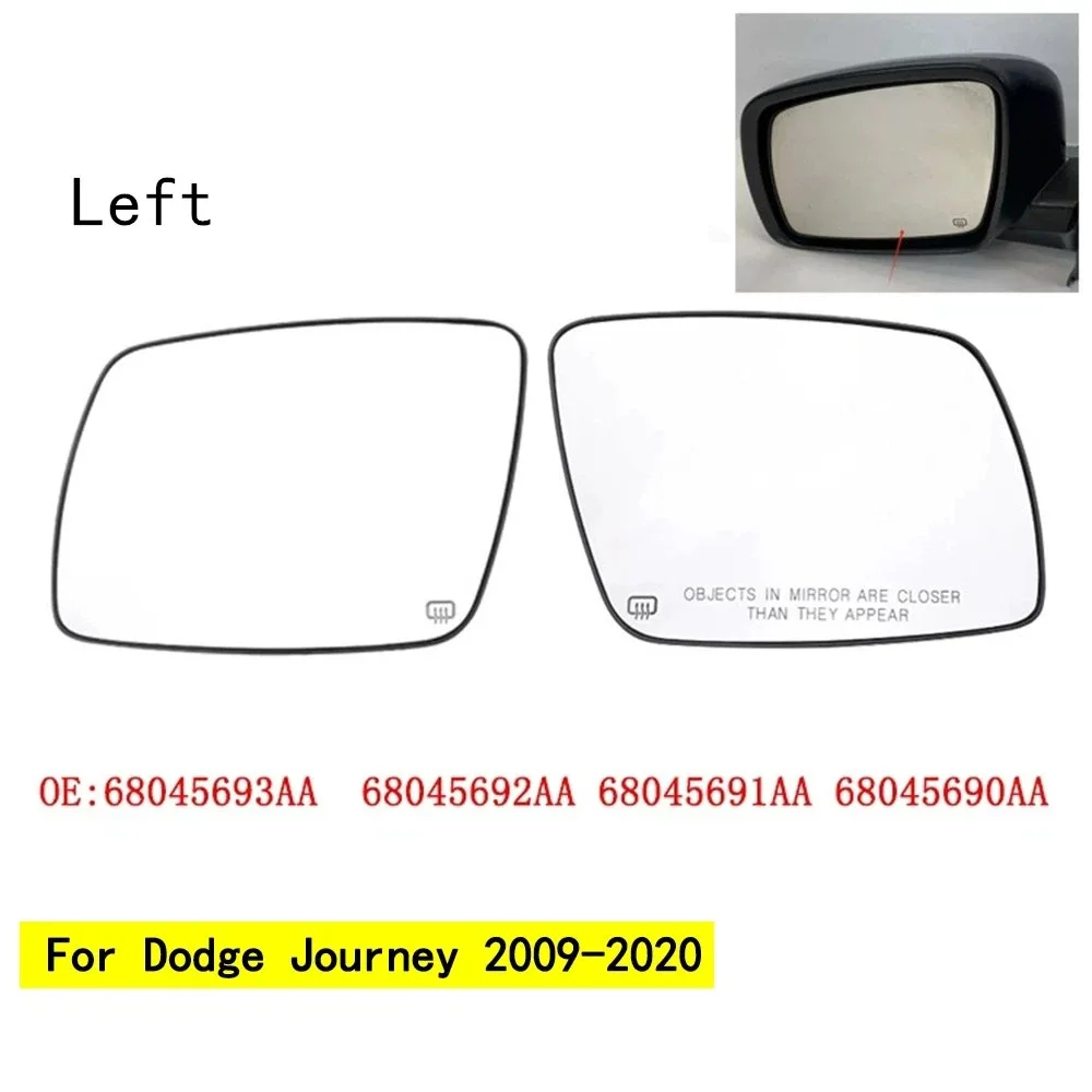 Heated Side Rear View Mirror Glass 68045693AA 68045692AA Compatible with Dodge Journey 2009‑2020 Wing Mirror Replacement Lens