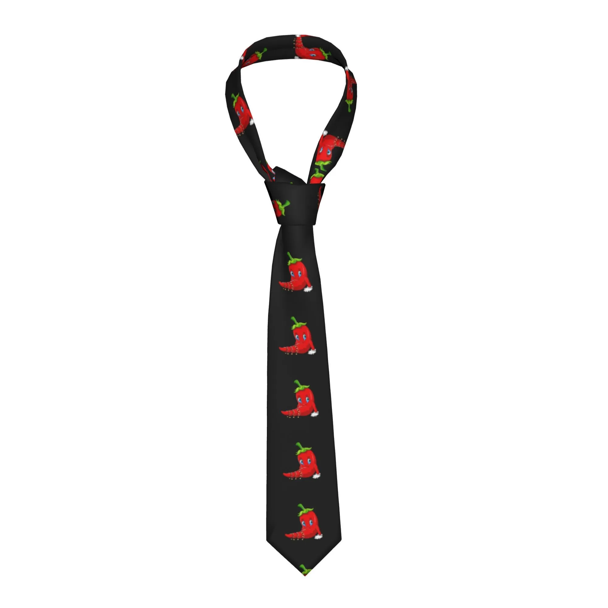 1pc Men'S Food Vegetable Chili Hot Spicy Burning Fire Pepper Kawaii Anime Cartoon Tie Soft Comfortable Polyester