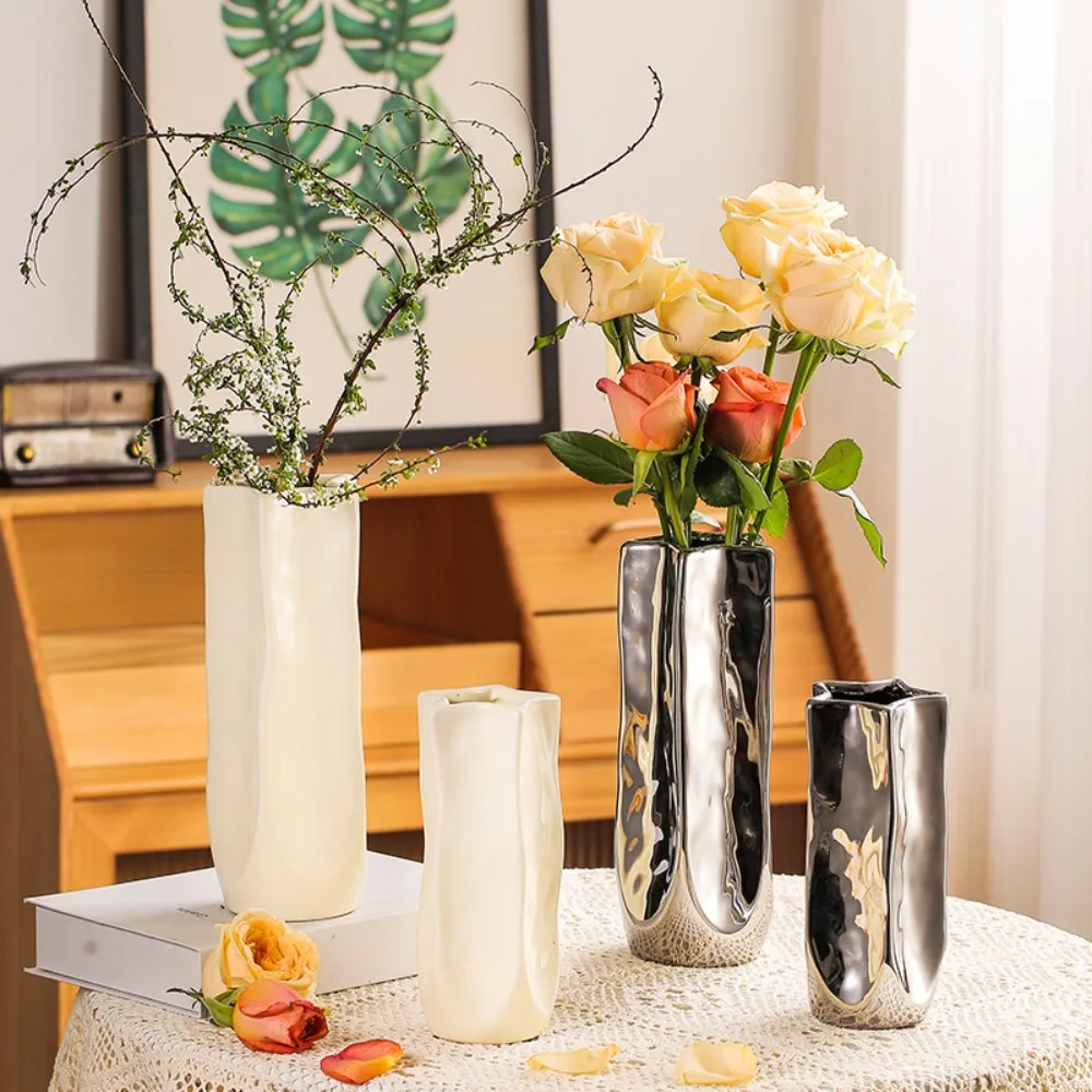 Luxurious Abstract Curved Vase Ceramic Water Conservation Creative Living Room Dried Flower Flower Arrangement Decoration Home