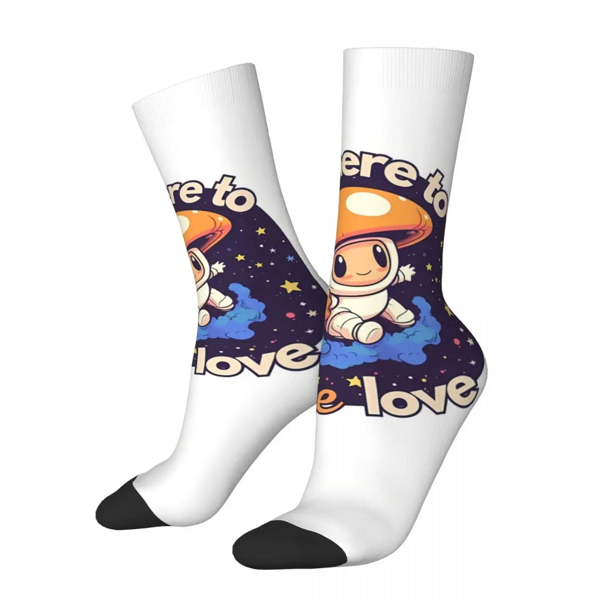 Vintage Space Explorer Men's Socks Mushroom Unisex Novelty Seamless Printed Happy Crew Sock Gift