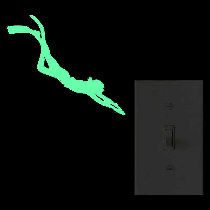 Swimming Sticker Glow in the Dark Diving Sticker Kids Room Shop Wall Switch Decor Fridge Door Laptop Car Body Window Sport Decal