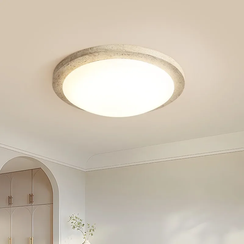 Natural yellow cave stone ceiling light modern LED light Japanese style wabi sabi stone light  bedroom corridor decoration