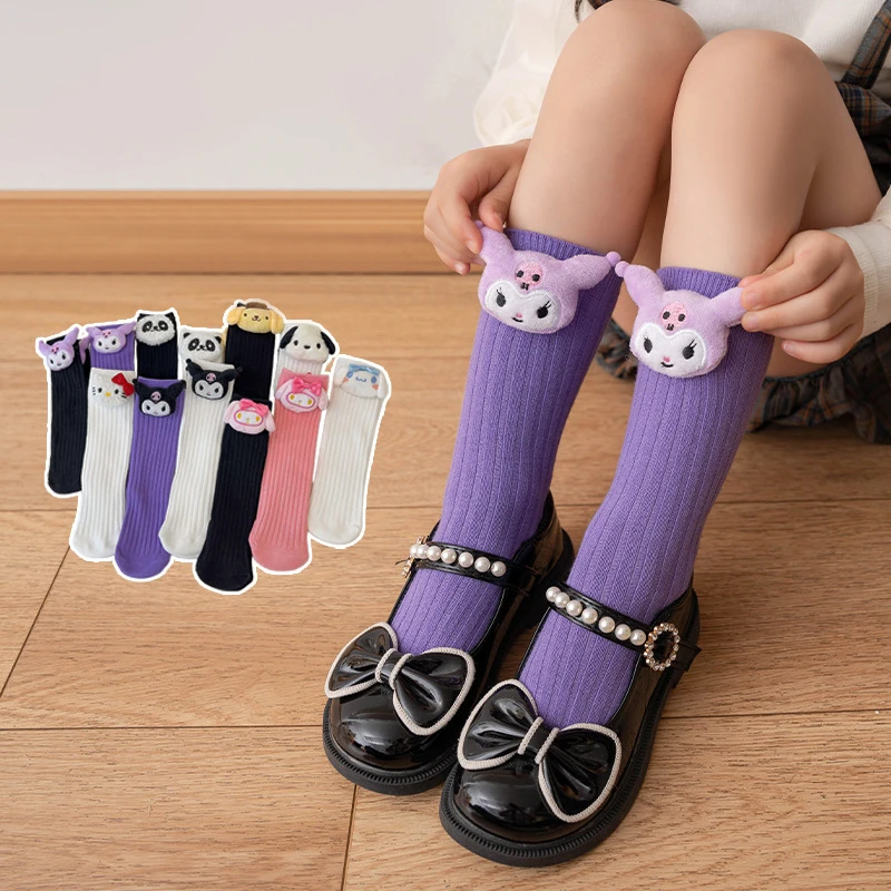 Anime Sanrio Kuromi My Melody Cinnamoroll Socks Cartoon Kawaii Style Mid-Tube Trendy Student Socks Children\'s Cartoon Socks