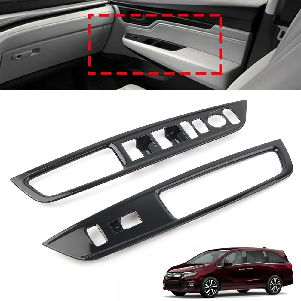 2Pcs Car Door Window Button Panel Switch Decoration Moulding Cover Trim For Honda Odyssey 2018 2019