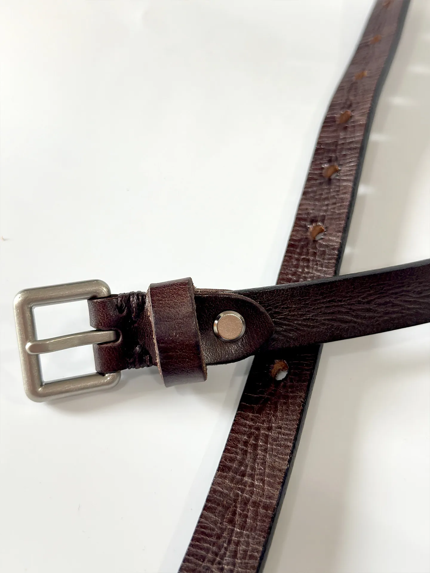 Our Legacy New Arrival Classic Vintage Brown Top Layer Cowhide Belt Minimalist Unisex Burnish Dyed Leather Belts