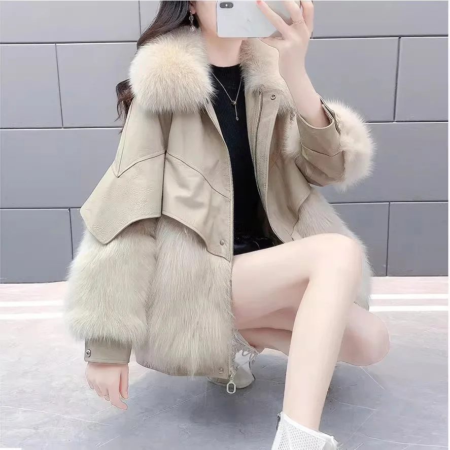 Mulheres Grosso Faux Fox Fur Coat, Roupas de inverno, Novo, No.2