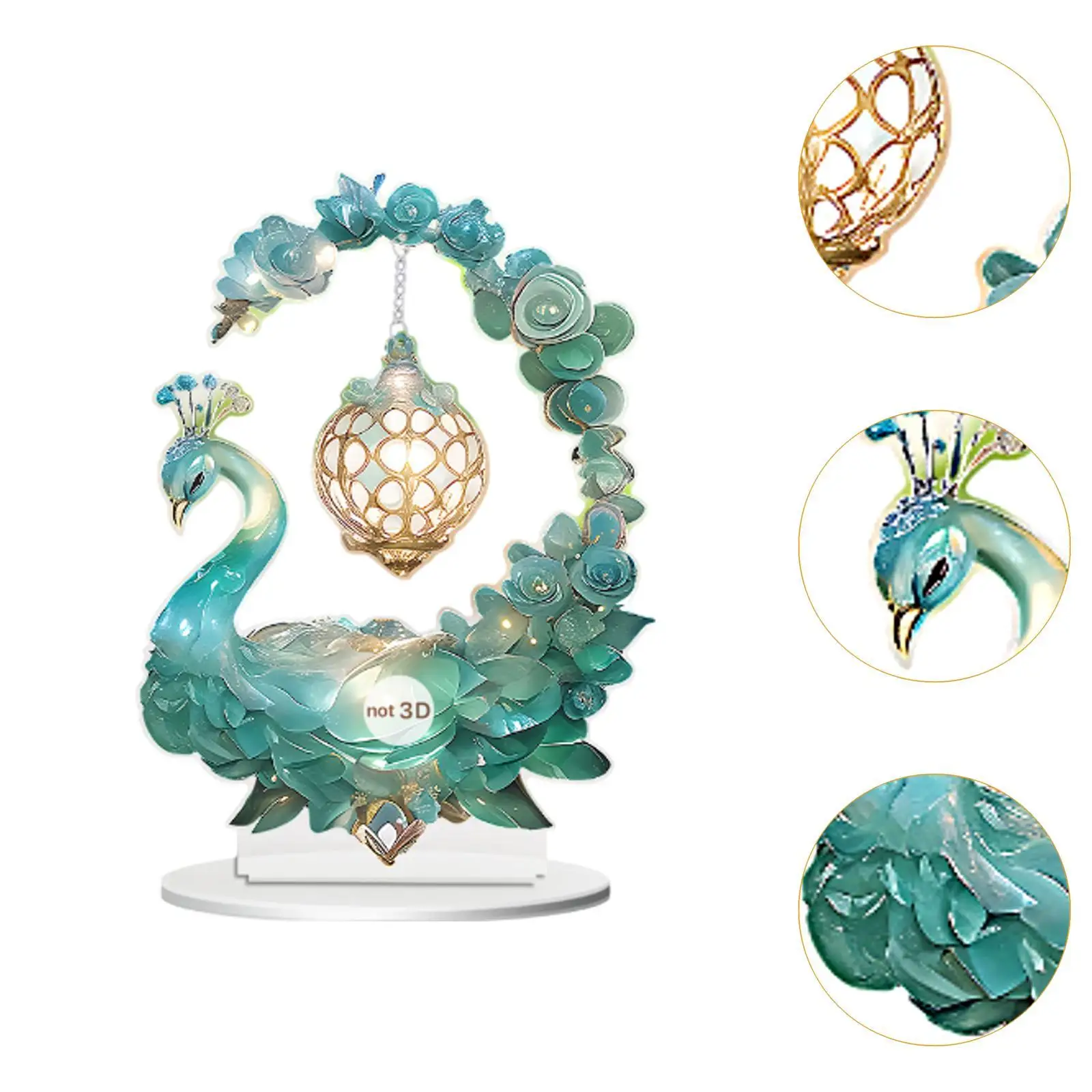 Acrylic Peacock Table Ornament Acrylic Desktop Ornament for Bookshelf Hotel