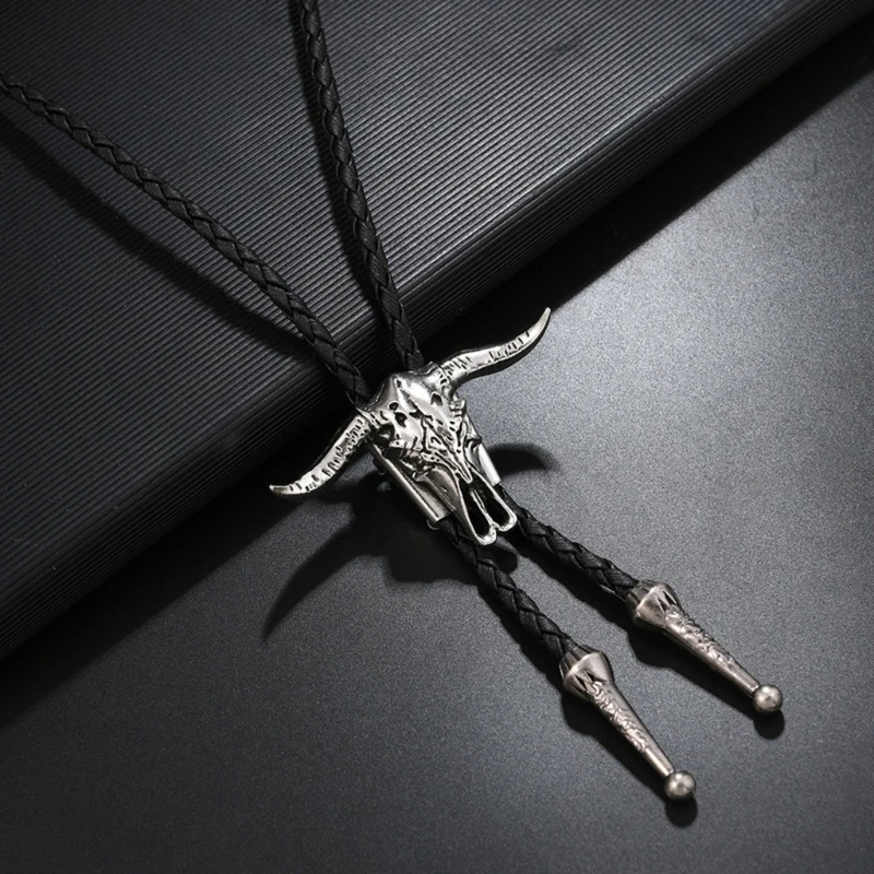 2 แพ็ค Western Denims Bolo Tie สร้อยคอ Cow Skull จี้อุปกรณ์เสริมแฟชั่น