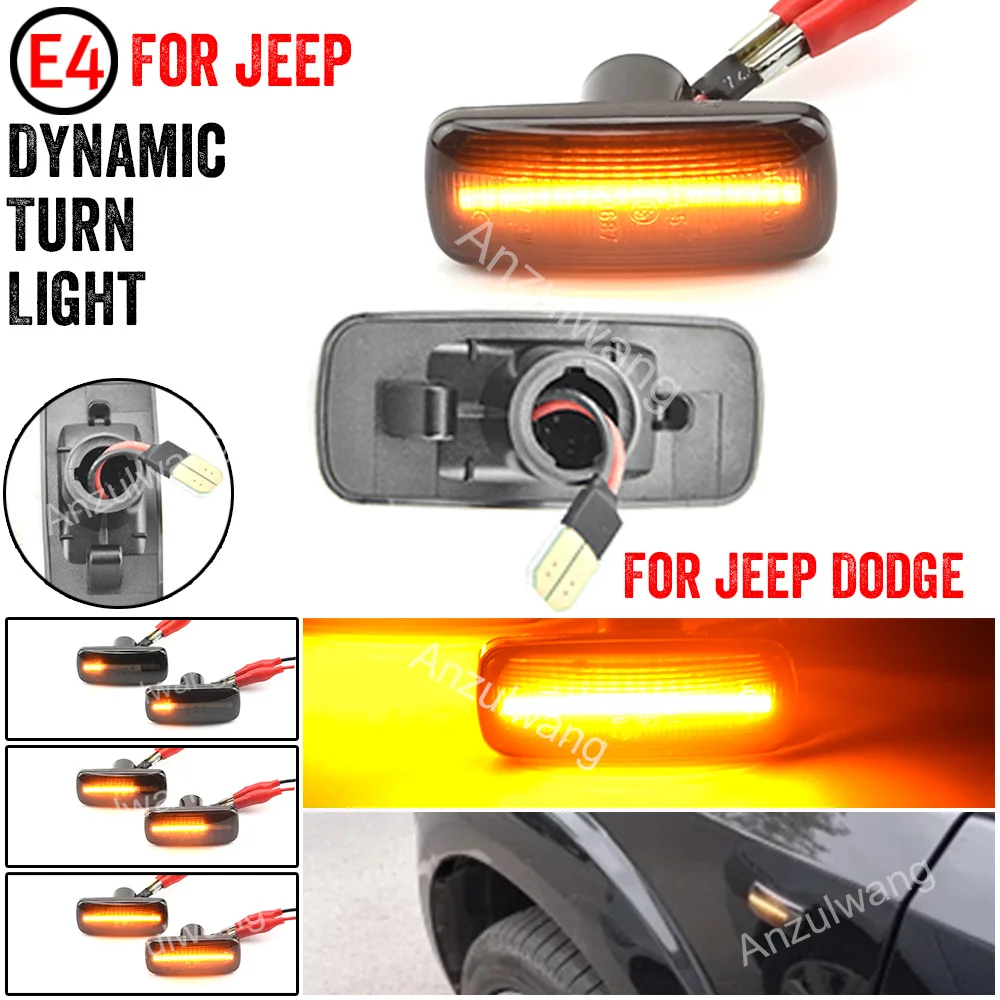 

2pcs LED For Jeep compass Lancia Flavia Chrysler 200 300 Dodge Charger Avenger Side Marker Lamps Dynamic Turn Signal Light