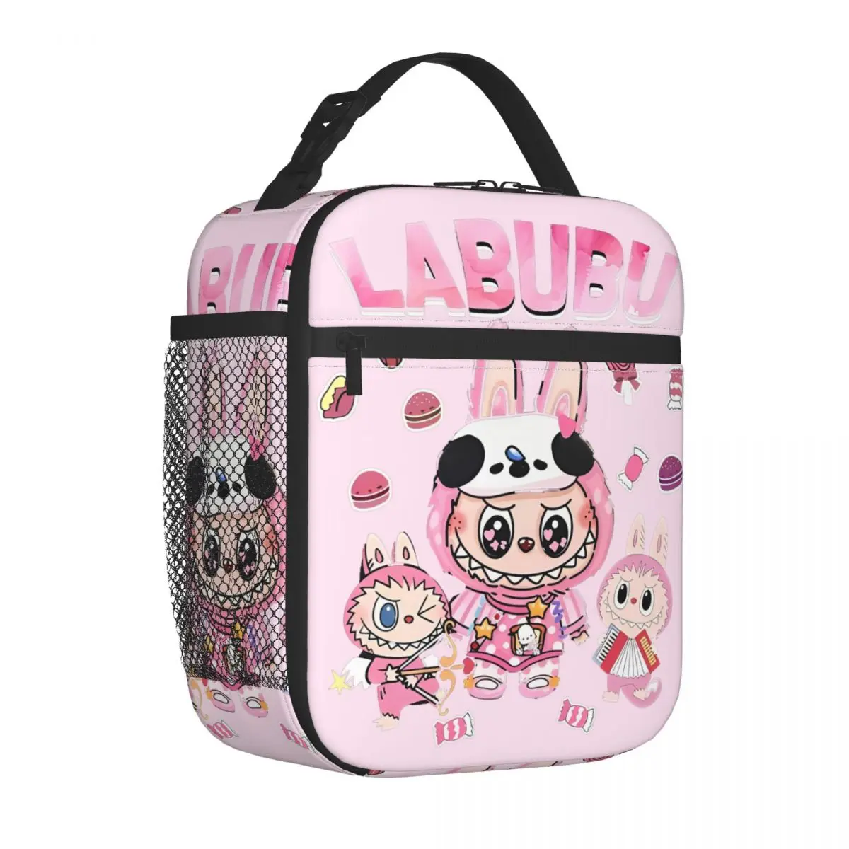 Labubu Cute Labubu The Monsters Pink Meme Thermal Insulated Lunch Bags for Picnic Portable Food Bag Container Thermal Cooler Box