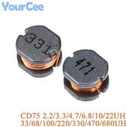 20PCS CD75 SMD Power Inductor 2.2uH 3.3uH 4.7uH 6.8uH 10uH 100uH 220UH 330UH 470UH 680UH Inductance 470 330 220 100 101 2R2 3R3