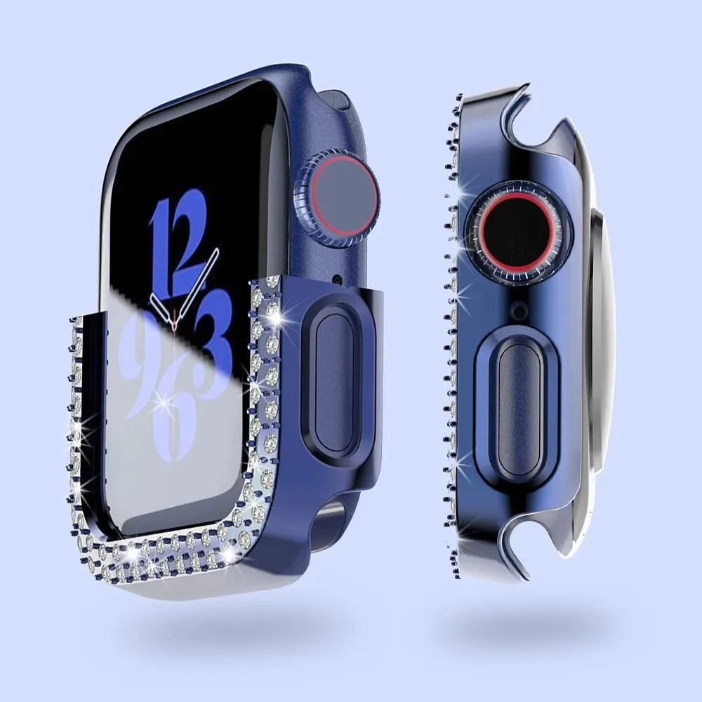 Diamond bumper+Screen Protector Cover For Apple i Watch Case 45mm 41mm 40mm 44mm 42mm 38mm iwatch series