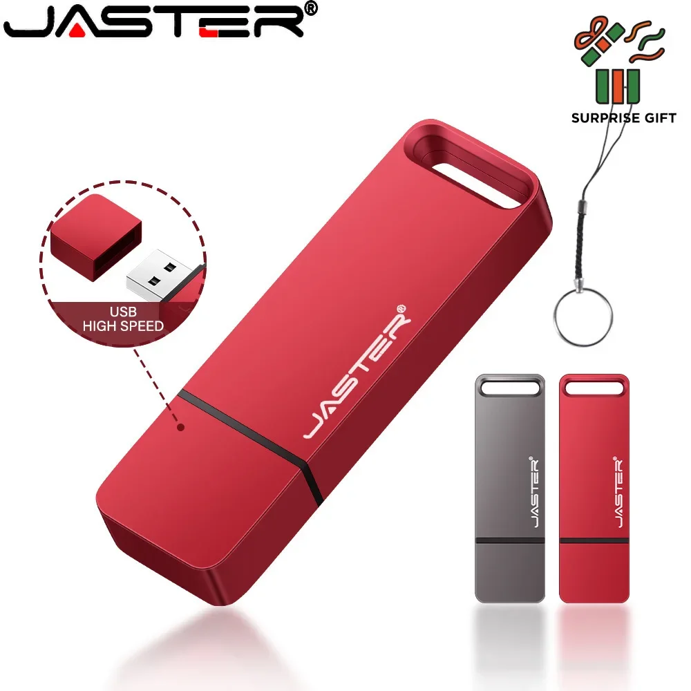 JASTER czerwony metalowa pamięć USB Flash 128GB High Speed Pendrive 64GB wolny brelok pamięć Usb 32GB rzeczywistej pojemności Usb Memoria 16GB