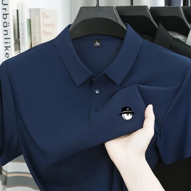 Sommerliches Herren-Golf-Poloshirt im neuen Stil mit modischer Stickerei, bequemes und atmungsaktives, lässiges Business-T-Shirt-Poloshirt – Detail 14