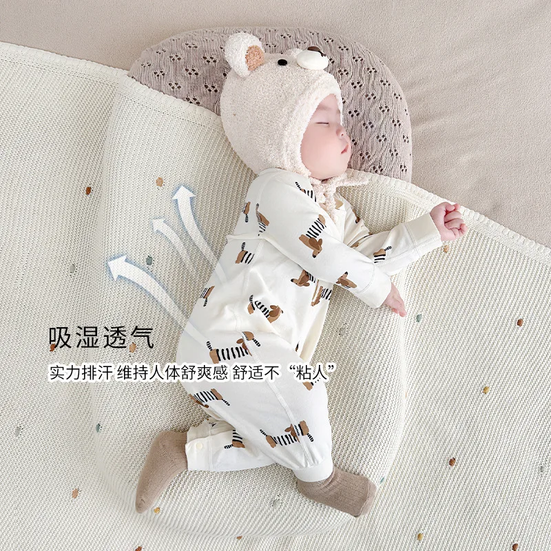 Baby onesie autumn new pure cotton boneless folio Romper infant long-sleeved climbing clothes