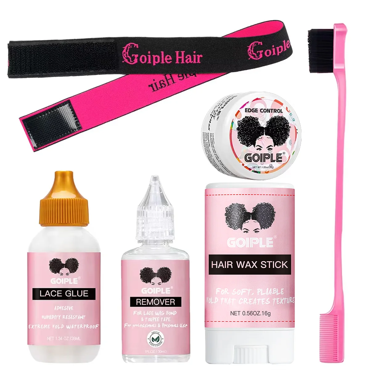 

Wig Glue Waterproof Lace Front Adhesive for Wigs Slick Hair Wax Stick Glue Remover Edge Control Wax or Elastic Band & Edge Brush