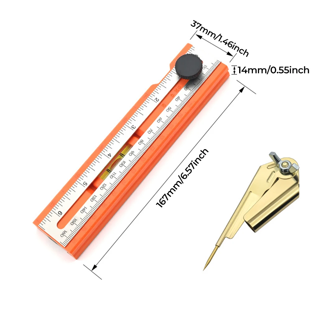 Multi-role Foldable Depth Measuring Ruler Woodworking Multi-angle Marking Ruler Adjustable Positioning Scribing Protractor Tools