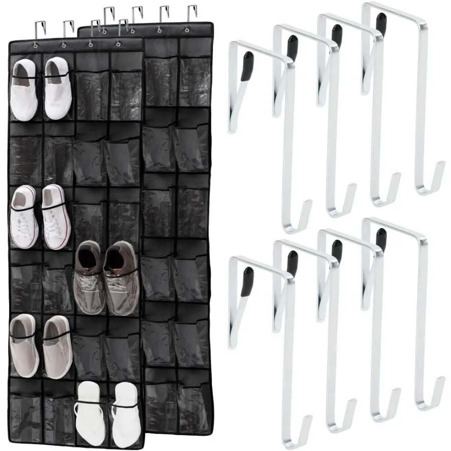 

Over the Door Shoe Organizer 24 Large Breathable PVC Pockets Space Saving Hanging Storage Holder Closet Rack Hanger Holds Up to