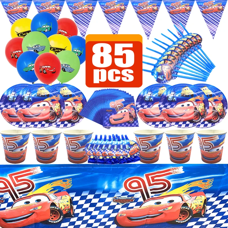 Disney Lightning McQueen Cars Birthday Party Supplies Kit Anime Cute Cartoon Toys Christmas Room decoration Kids Birthday Gift