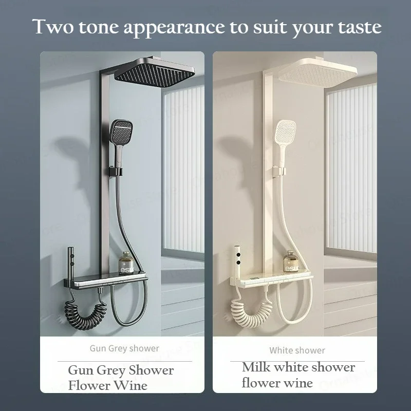 Luxury High-End Digital Display Bathroom Shower System Set with Piano Button Smart Thermostatic Faucet for Elegant Bathing Exper