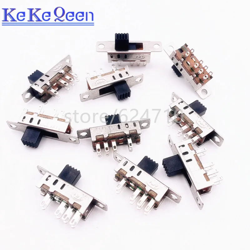 100Pcs/lot SS23E04 SS-23E04 SS23E04G5 Double Toggle Switch 8 Pins 3 files 2P3T DP3T Handle high 5mm small slide switch