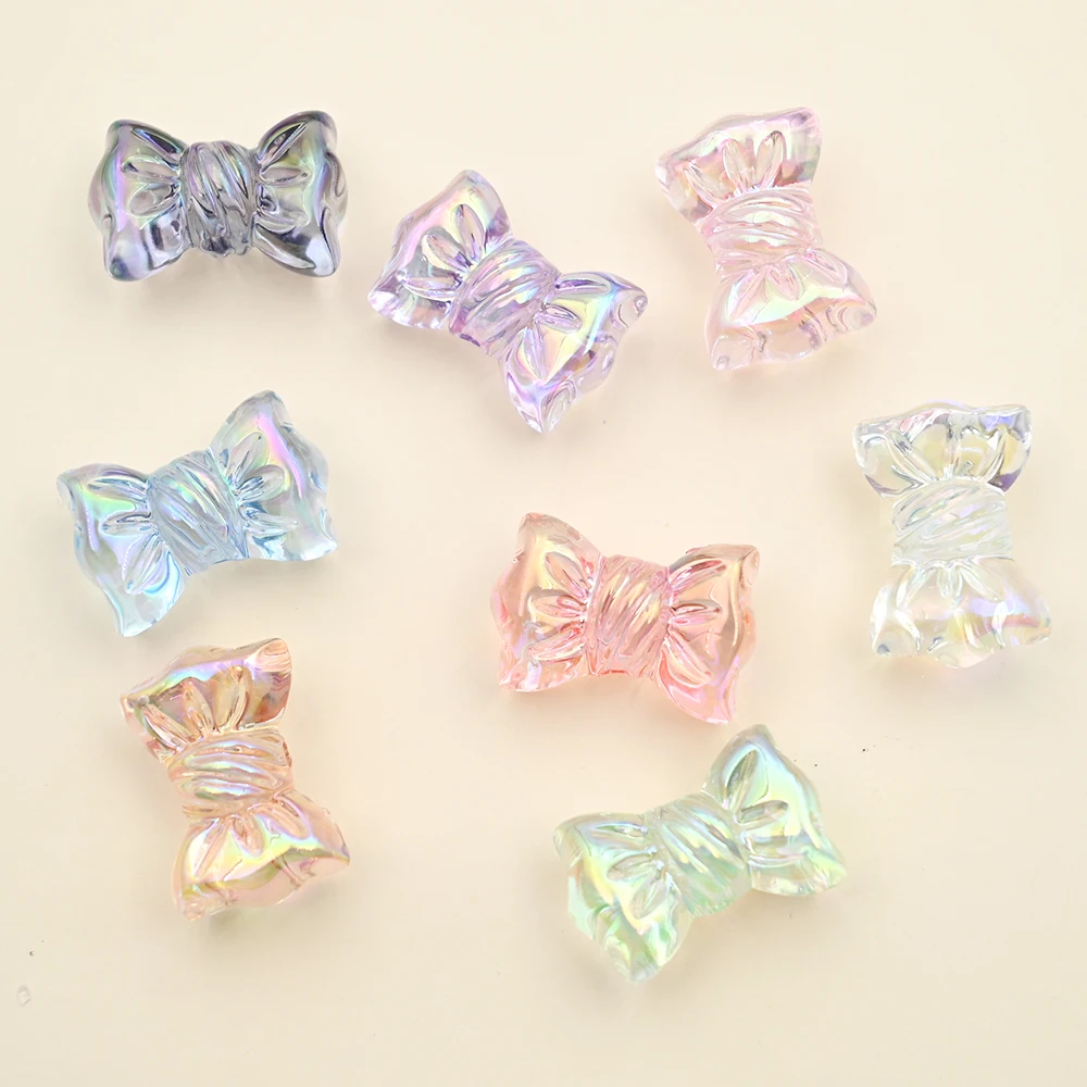 10pcs/Lot 16x24mm Uv Transpatent Butterfly Bow Acrylic Beads Large Hole Spacer Beads For Jewelry Making Diy Bracelet Keychains