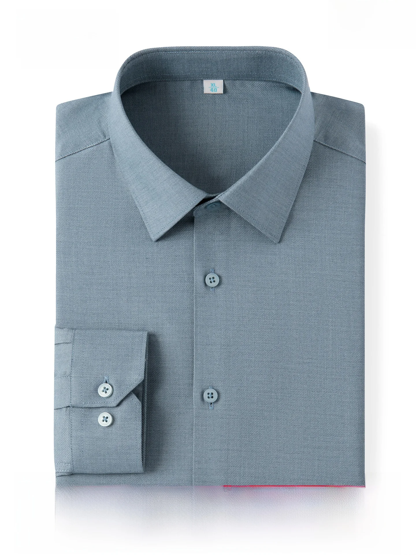 Hengyuanxiang Men's Wool Blend Long Sleeve Shirt Casual Business Anti-Wrinkle Dad Formal Shirt Standard Fit Button Detail