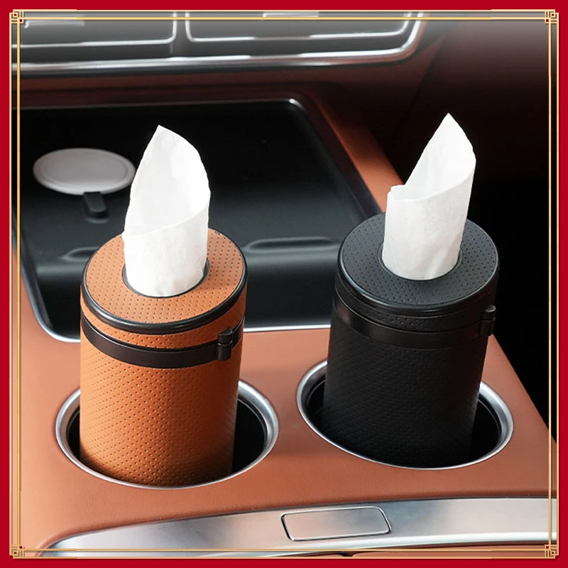 

Cylinder Tissue Boxes Safety Hammer 2 in 1 Car Tissue Holder Round Tissue Tube Storage Bag Auto Interior Accessories