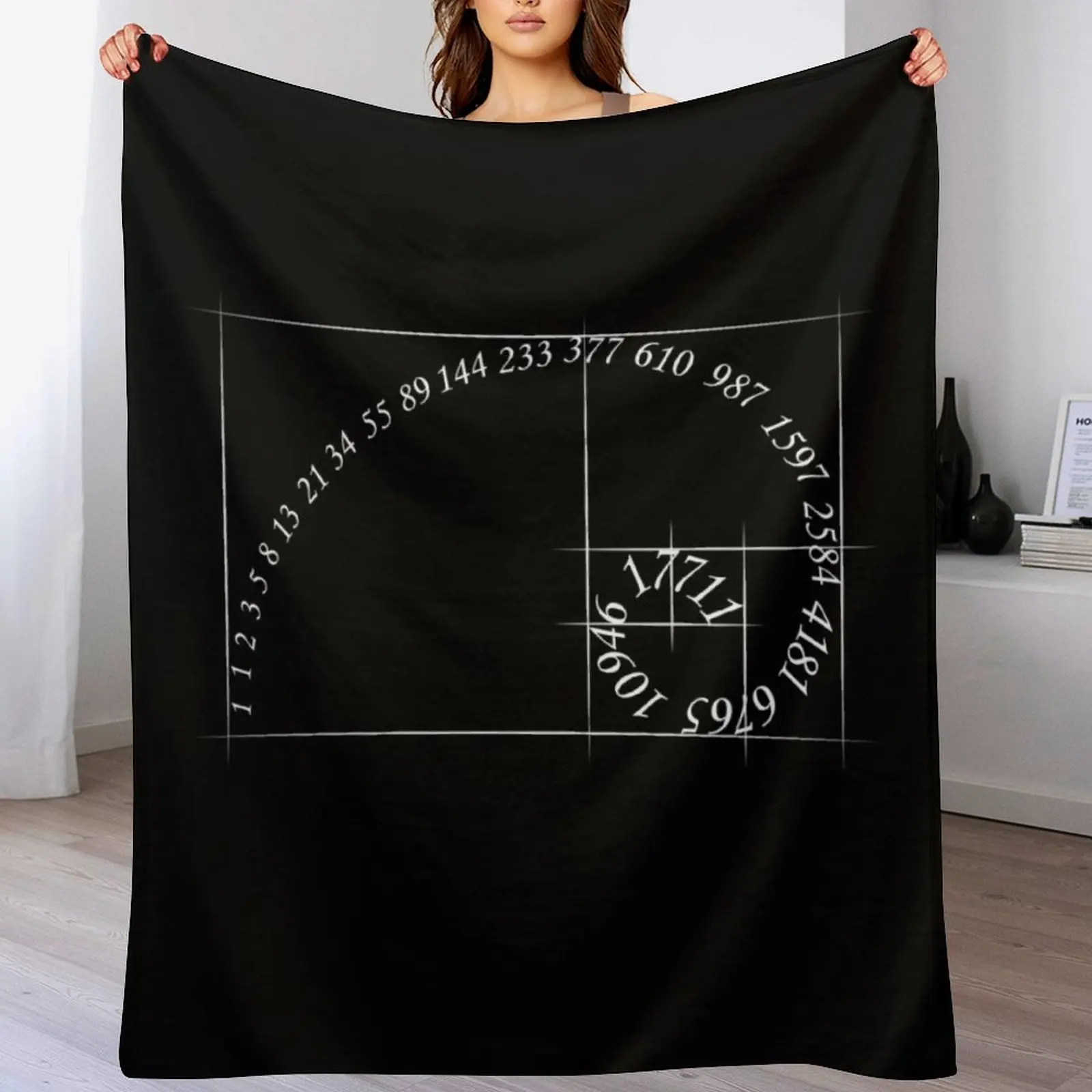 

Fibonacci golden ratio spiral design for geometry lovers Throw Blanket Flannel Luxury St Blankets