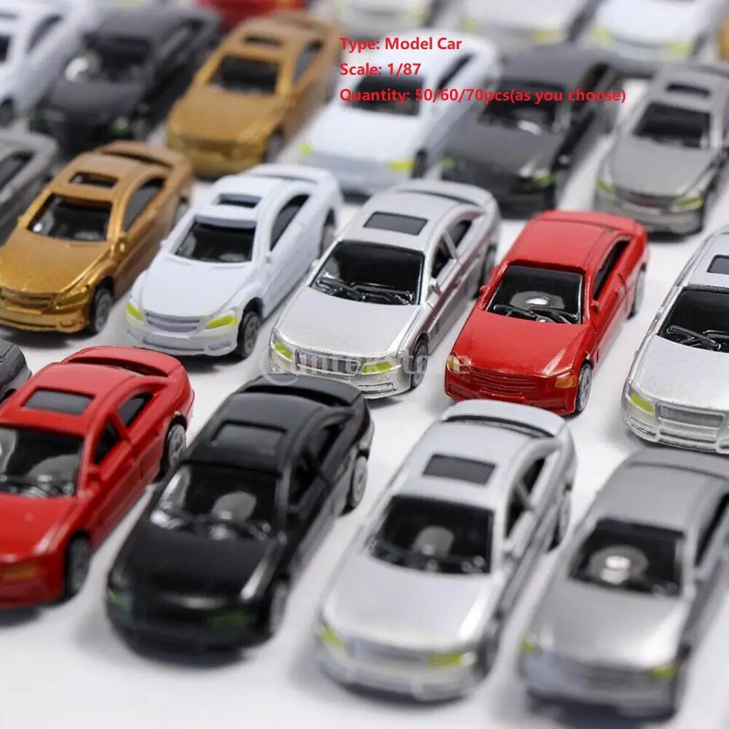 

HO Scale Model Miniature Car Toy 1/87 Building Train Scenery Set of 50/60/70