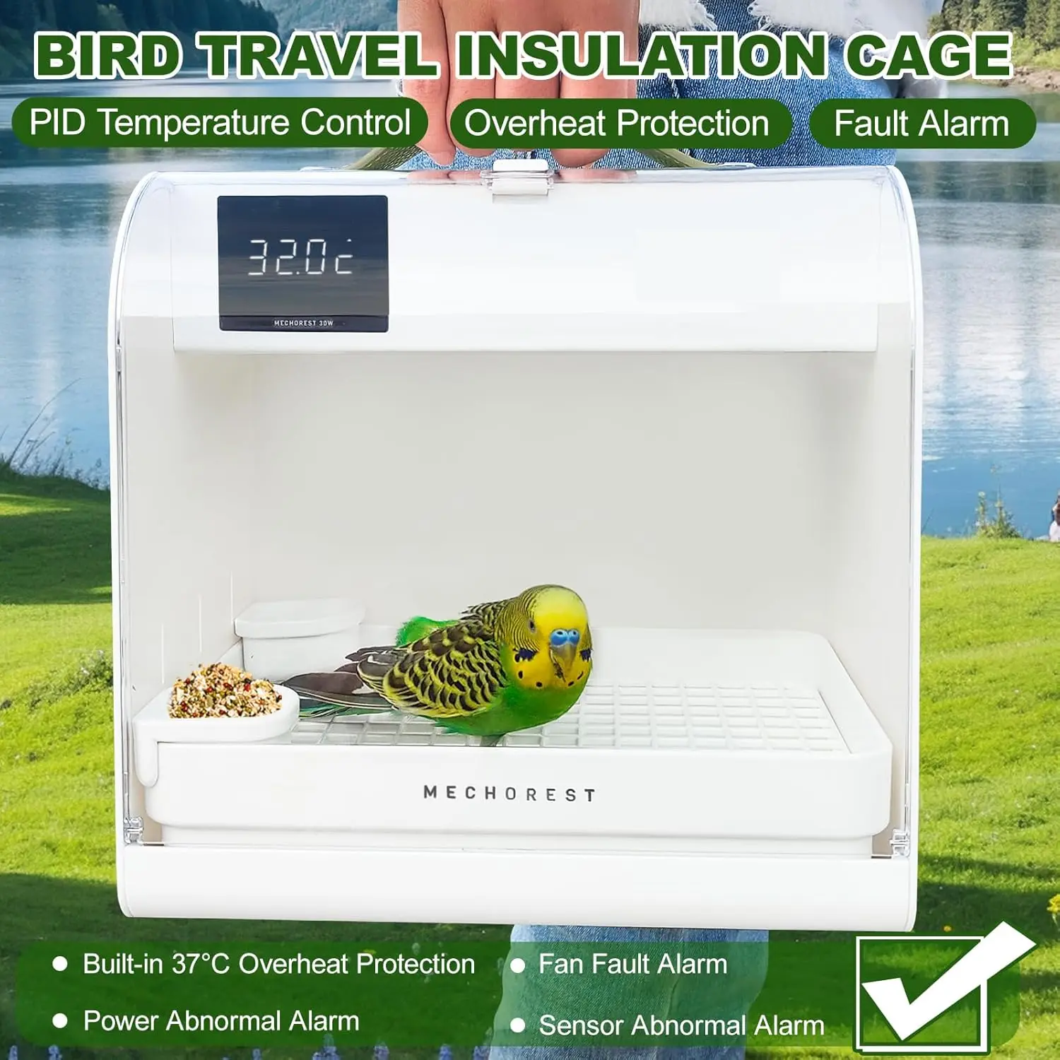 Bird Carrier Backpack Travel Cage Portable Pet Bird Brooder With Temperature Control Design Portable Birdcage for Small Birds