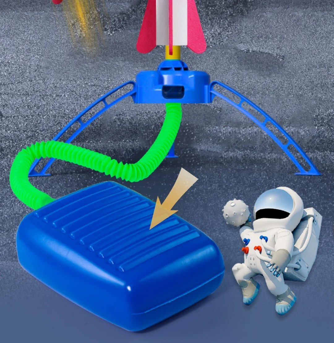 Fußpumpen-Raketenwerfer-Spielzeug, Luftbetriebener Trittraketensatz für Jungen und Mädchen, Spaßiges Garten-Hinterhof-Sportspiel, Geschenk für 14+ – Detail 2